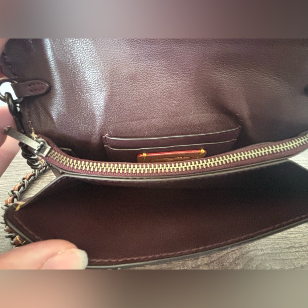 EUC Coach Clutch with Tea Rose Appliqué - Picture 9 of 14